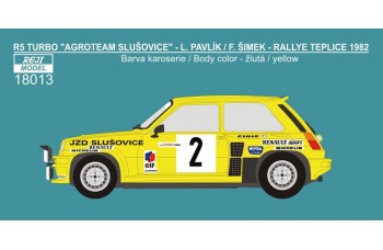 Decal – Renault 5 Turbo „AGROTEAM“ - Rallye Teplice 1982 - Pavlík / Šimek 1/18